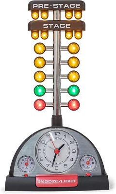 Drag Racing Christmas Tree Lighted Thermometer Sound Tabletop Alarm Clock