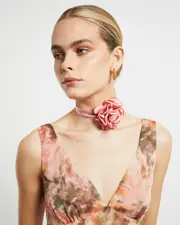 Pia Corsage Necklace in Blush Pink