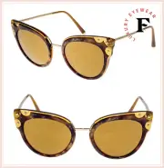 DOLCE & GABBANA LUCIA DG 4340 Brown Havana Gold Cat Eye Sunglasses DG4340S