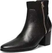 [Generic] Ankle Boot for Men Heeled High Top Chelsea Boots Slip On Genuine Leather Dual Side Zipper Taller Shoes Splicing Collar Easy Care Mens Heeled Boots Men's Leather Shoes