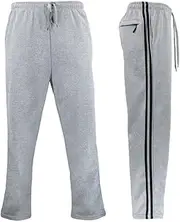 [TEX BASICS] Mens Lightweight Casual Striped Track Pants Tracksuit w Zip Pocket