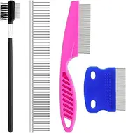 GUBCUB Pets Grooming Comb Kit for Small Dogs Puppies For Tear Stain Remover, 2-in-1 with Round Teeth to Remove Knots Crust Mucus