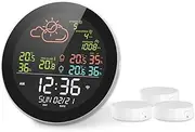 WiFi Multifunctional Home/Office Weather Station Color Digital Display Clock Outdoor and Indoor Temperature Tester Hygrometer Weather Forecast Table Clock Compatible with Smart Life