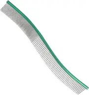 Dog Grooming Comb, Pet Shedding Hair Curved Comb - Pet Comb, Metal Teeth Comb for Dogs & Cats, Pet Hair Comb for Home Grooming, Removes Knots, Mats and Tangles