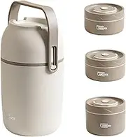 67 Oz Thermos for Hot Food, Stainless Steel Insulated Food Jar, 3-Tier Stackable Thermal Food Container, Leak-Proof Soup Snack Bento Box for Office, Travel & Outdoor Use