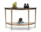 Dark French Brass Half Round Hallway Console Table with Wood Top