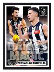 Framed 2023 Collingwood Magpies AFL Premiers Poster - Nick & Josh Daicos 45x32cm