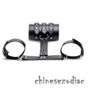 PU Leather Adjustable Arm Binder Cuffs Restraint Lock Binding Body Harness
