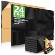 24 Pack Acoustic Panels, 1" X 12" X 12" Acoustic Foam Panels, Sound Proof Foam