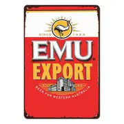 Emu Export Beer Wa Tin Metal Sign Rustic Look Vintage Man Cave Drink