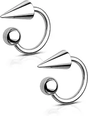 [COCHARM] 2PCS G23 Titanium Lip Rings Surgical Steel Snake Bite Piercing jewellery 16g Spike Captive CBR 8mm 10mm 12mm Horseshoe Conch Hoop Earrings 16 Gauge Conch Labret Rings