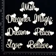 White Chipboard - Sapphire Heart Words Set - B