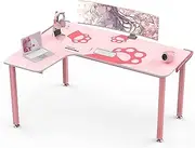 [EUREKA ERGONOMIC] Gaming Desk,60 Inch Pink L-Shaped Computer Desk, Corner Desk Gamer Desk Game Table with Free Mouse Pad for Girls Home Office Wood & Metal Space-Saving,Easy to Assemble,Pink