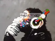Framed Canvas From Australia Dj Chimp Ape Music Monkey Painting Print