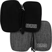 2pcs Portable Digital Cable Storage Pouch Lightweight Electronic Accessories Organizer Bag Travel Friendly Data Line Case for Cables Chargers Earphones Chic Design