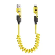 PD65W USB-A/Type-C to iP/Type-C Spring Telescopic Cable PD Fast Charging Data Transmission Copper Core Line 1.5M Long fo