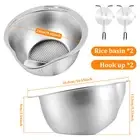 Rice Strainer 2 Pack Strainers and Colanders for Kitchen with 2 Hooks CaAUP