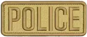 police mbroidery patch 2X5 hook on back tan/brown letters