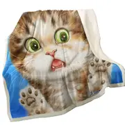 Painted Cats Terrified Brown Kitten Throw Blanket