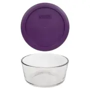 Pyrex (1) 7201 4 Cup Glass Bowl & (1) 7201-PC Purple Lid