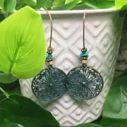 3” Bronze-tone Earring Boho Bead Set Dangle Drop Hook New Free Ship 145