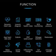 P11 0.96 inch TFT Color Screen Smartwatch IP67 Waterproof,Support Heart Rate Monitoring/Blood Pressure Monitoring/ECG Monitoring/Lorentz Diagram/HRV Health Index(Blue)