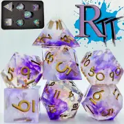 7pcs/Set Purple Smoke Sharp Edge Resin Polyhedral Dice DND RPG MTG Game D20 D12