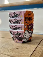 New Rare HELLO KITTY Halloween Skeletons and Bats Mini Tidbit Bowls 4pcs