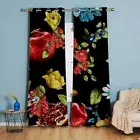 Floral Curtains Blackout Botanical Vintage Window Panels Room Darkening Pomeg...