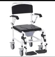 Accessibility Commode Wheelchair w/ Rectangle Detaching Bucket Black