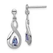 Sterling Silver Rhodium-Plated Tanzanite & Diamond Earrings