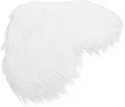 Luxshiny Imitation Wool Carpet Sheepskin Rug Rugs Living Room Sheepskin Seat Covers Cushion Faux Fur Chair Cover Carpets Foam Indoor Door Mat Heart Floor Mat Acrylic and Polyester White
