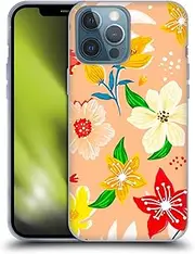 Head Case Designs Officially Licensed Haroulita Peach Multiflowers Gel Case [Military Grade Protection] Compatible with Apple iPhone 13 Pro Max