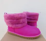 UGG FUCHSIA FLUFF MINI QUILTED SHEEPSKIN BOOTS, KID 4, FITS WOMEN US 6/ 37 ~NIB