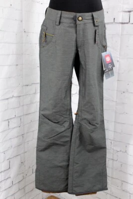 686 Crystal Snowboard Shell Pants, Women's Large, Charcoal Heather Gray New