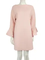 Pink Wool Ruffle Sleeve Dress