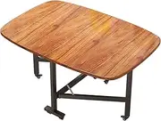 Folding Dining Table, Drop Leaf Foldable Table, Wood Extendable Table Dining with 6 Wheels, Saving Space, Round Edge Design, Moveable Kitchen Desk for Living Room Dining Room, 100cm(Brown)
