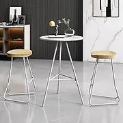 Modern Round Cocktail Table | 105cm Counter Height Breakfast Bar Table Kitchen Table, Tall Table Dining Table for Home Pub Bistro Café | Sturdy Metal Frame