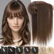 CLEARANCE 100% Remy Human Hair Topper Toupee Hairpiece Clip In Silk Base 10"*12"