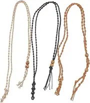KALLORY 3Pcs Woven Necklace Cord Dark and Lightweight Skin Friendly Crystal Pendant Holder for Elegant Display and Fashionable Style