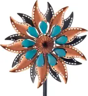 Metal Flower Wind Spinner Kinetic Sculpture Outdoor Garden Lawn Patio Decoration