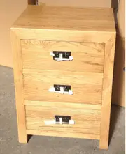 MF Solid Oak Timber 3 Drawer Bedside Table