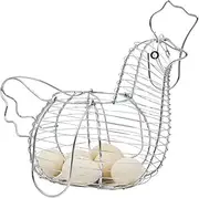 Chicken Wire Egg Basket, Large Capacity Metal Egg Collecting Basket with Handle, Hollow-Out Design, for Kitchen Countertop and Farm Use