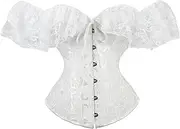 [Generic] Women's Steampunk Corset Jacquard With Lace Straps Court Shapewear Top Black Corset Body Shaper