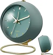 Alarm Clocks Silent, Retro Backlight Cute Simple Design Small Desk Clock with Night Light,Silent Non-Ticking,Battery Powered,for Kids,Bedroom,Travel,Kitchen,Bedside Desktop 10.5x9x6cm (Green)