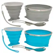 Mess Kit for Camping Silicone Collapsible Bowl Collapsible Cup and Stainless ...