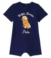 [Polo Ralph Lauren Kids] Polo Ralph Lauren Kids Baby printed cotton-blend playsuit M 9 blue