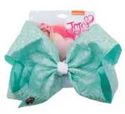 Jojo 8" Leopard Print Bow Mint & Silver, New