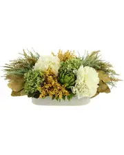 Creative Displays Green Hydrangea And Artichoke Fall Centerpiece