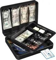 Safes & Door Locks - Deluxe Small Cash Box with Removable Money Tray - Storage u